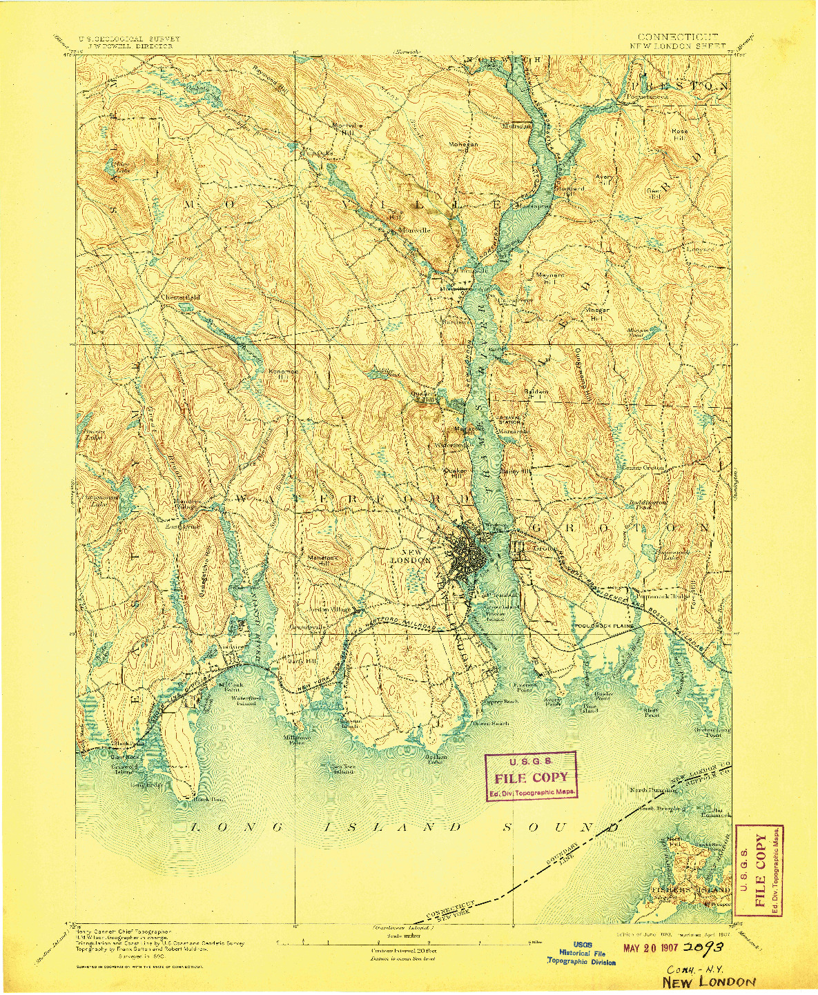 USGS 1:62500-SCALE QUADRANGLE FOR NEW LONDON, CT 1893