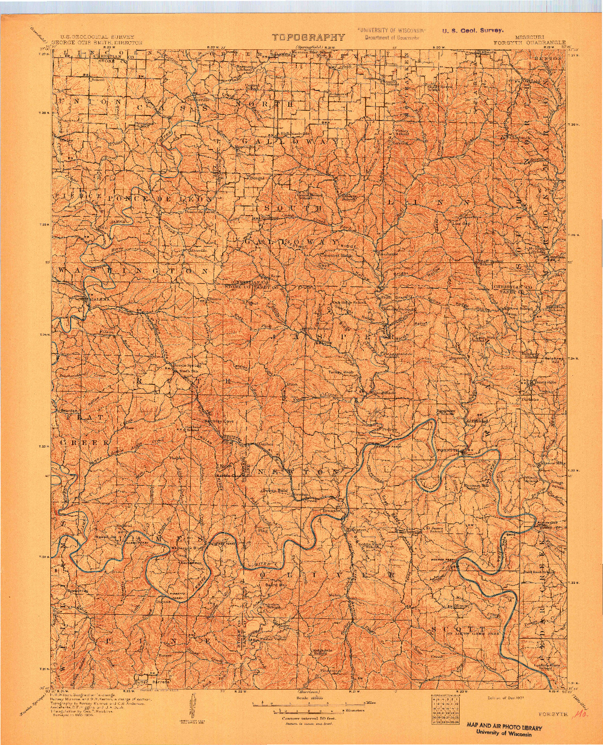 USGS 1:125000-SCALE QUADRANGLE FOR FORSYTH, MO 1907
