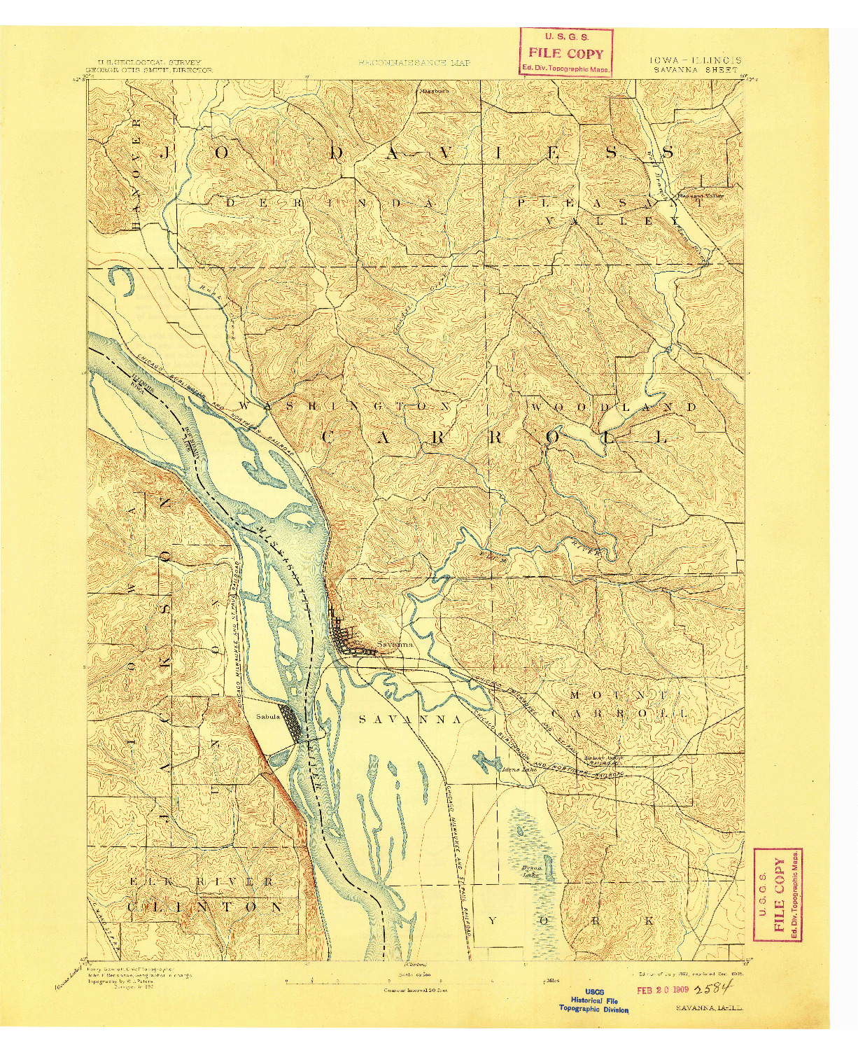 USGS 1:62500-SCALE QUADRANGLE FOR SAVANNA, IA 1892