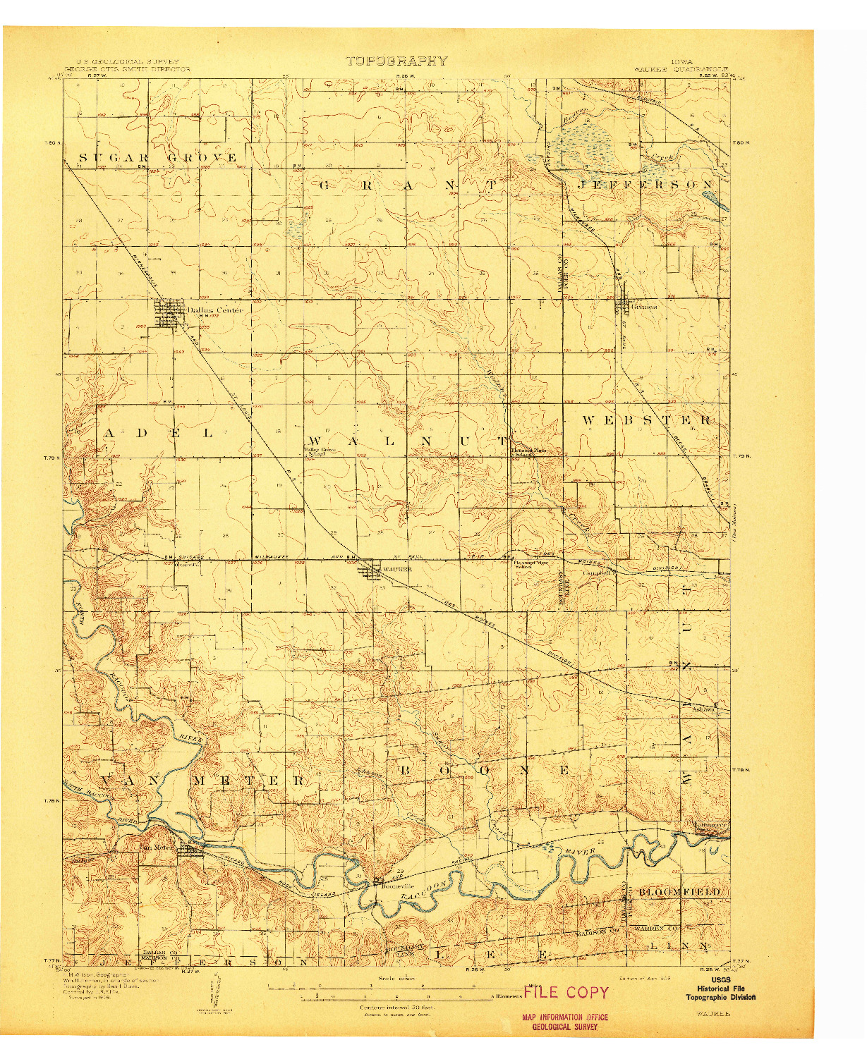 USGS 1:62500-SCALE QUADRANGLE FOR WAUKEE, IA 1908