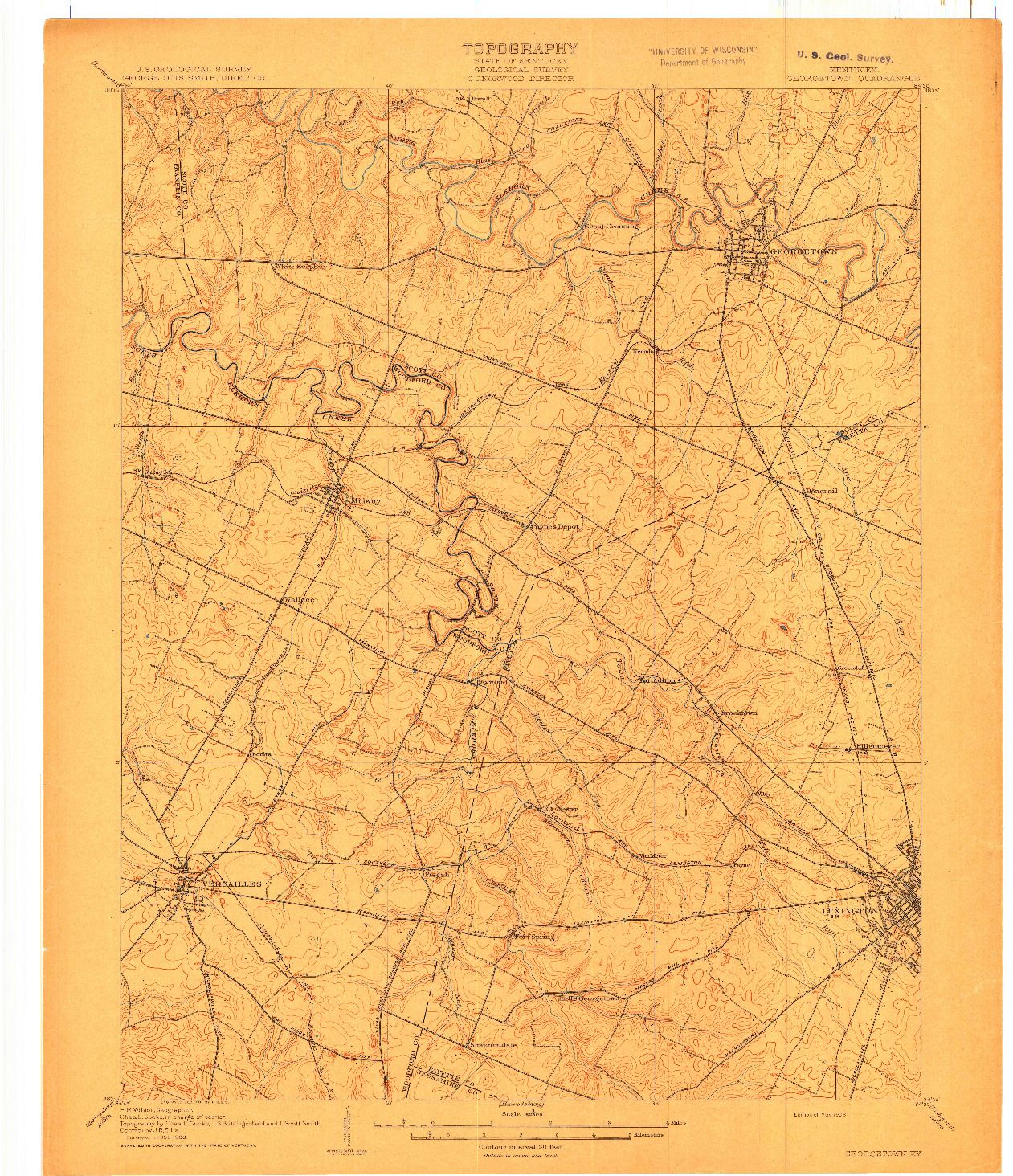 USGS 1:62500-SCALE QUADRANGLE FOR GEORGETOWN, KY 1908