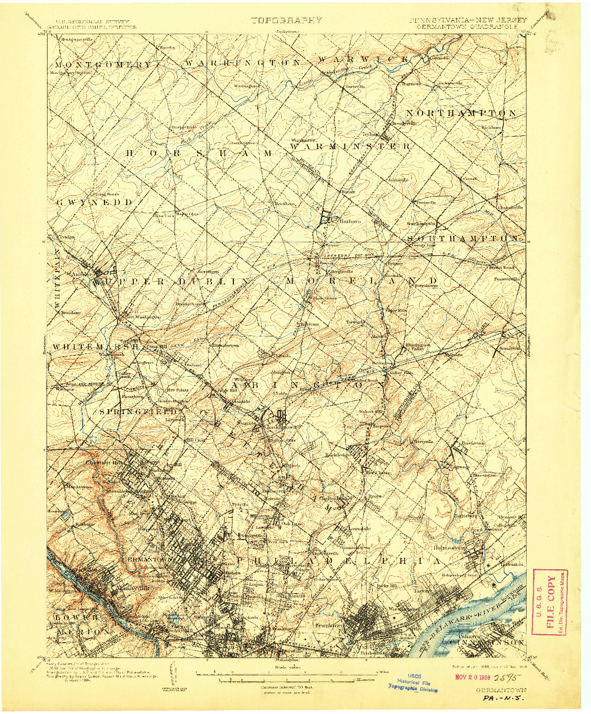 USGS 1:62500-SCALE QUADRANGLE FOR GERMANTOWN, PA 1899