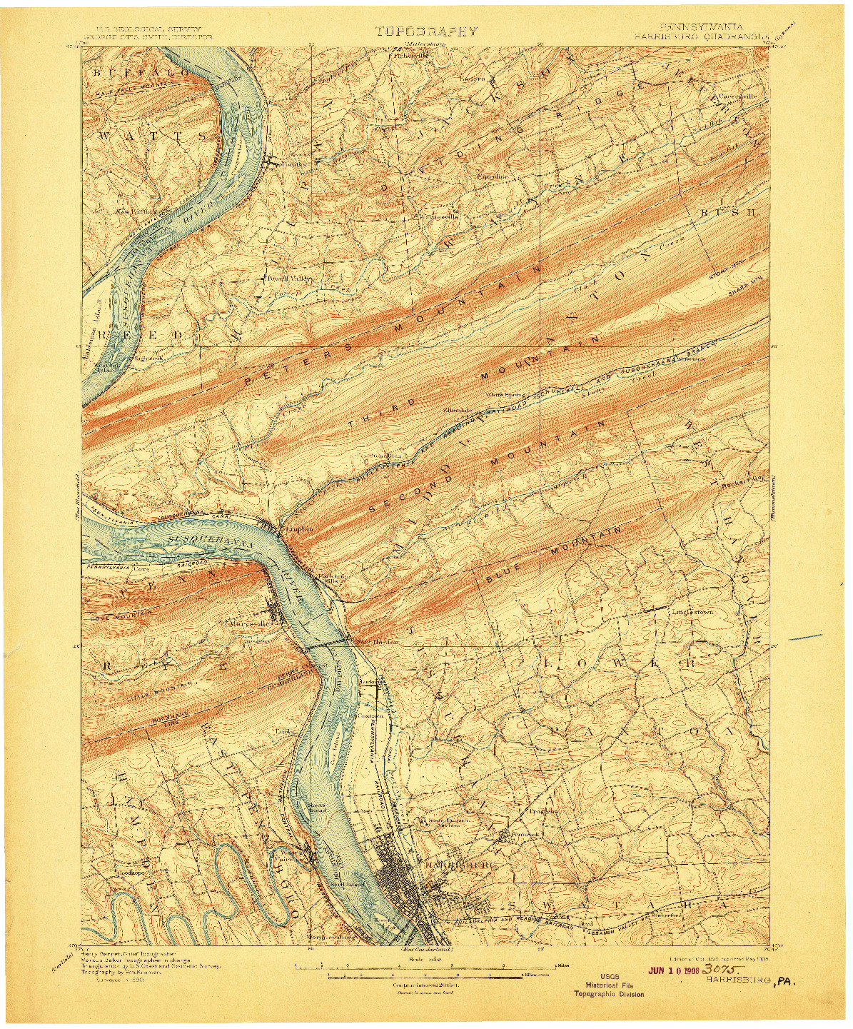 USGS 1:62500-SCALE QUADRANGLE FOR HARRISBURG, PA 1899