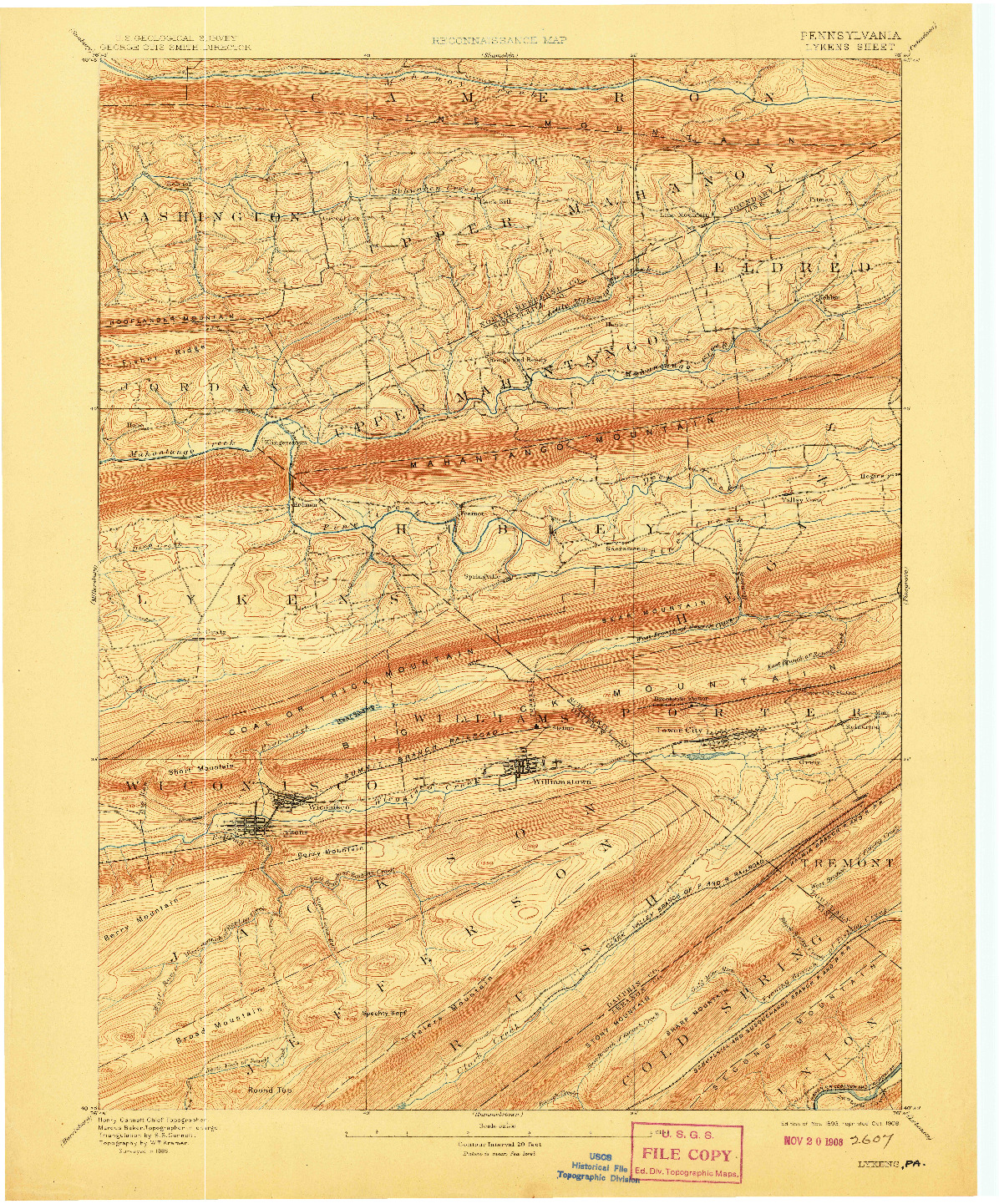 USGS 1:62500-SCALE QUADRANGLE FOR LYKENS, PA 1893