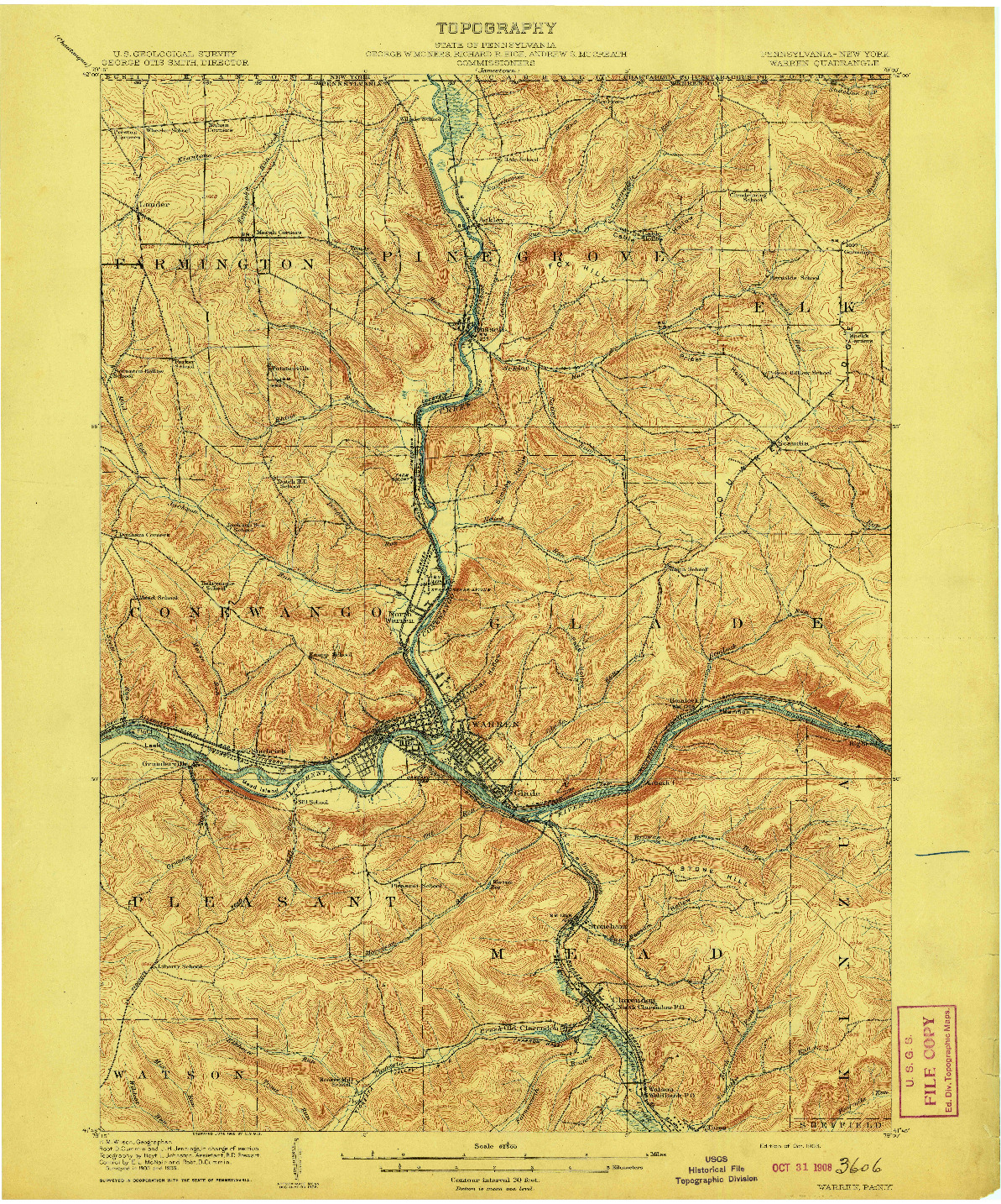 USGS 1:62500-SCALE QUADRANGLE FOR WARREN, PA 1908