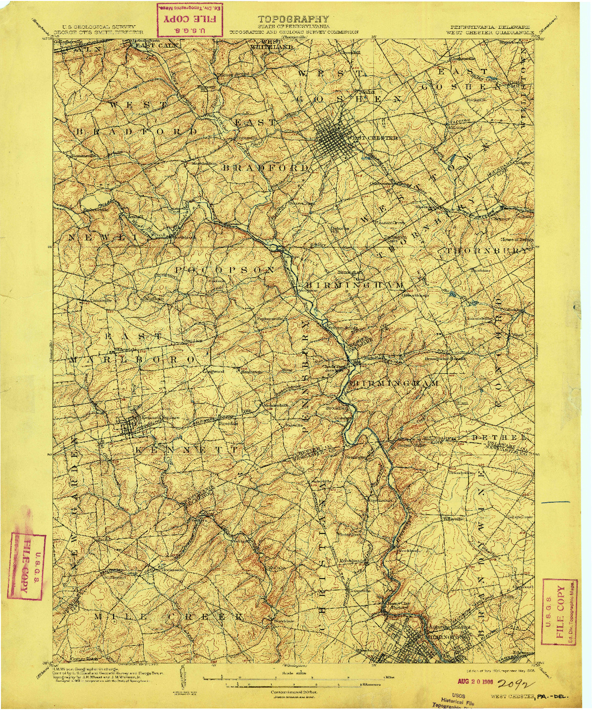 USGS 1:62500-SCALE QUADRANGLE FOR WEST CHESTER, PA 1904