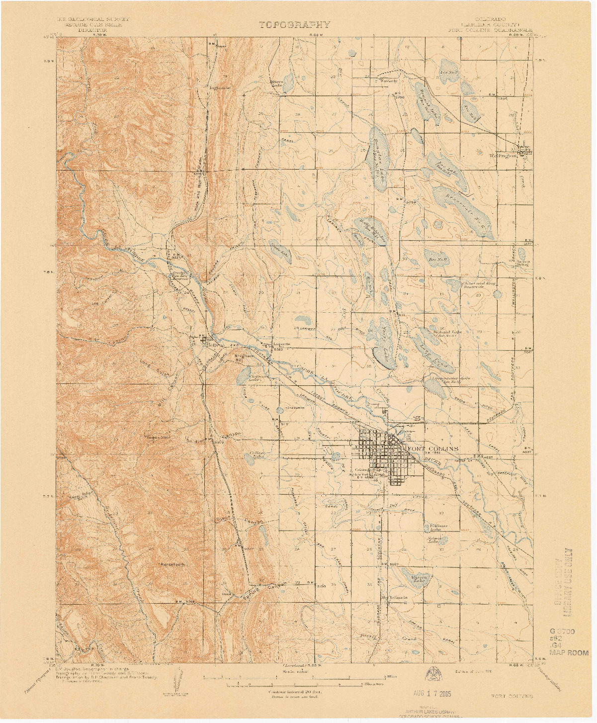 USGS 1:62500-SCALE QUADRANGLE FOR FORT COLLINS, CO 1908