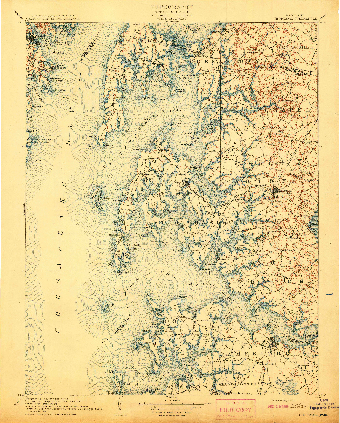 USGS 1:125000-SCALE QUADRANGLE FOR CHOPTANK, MD 1908