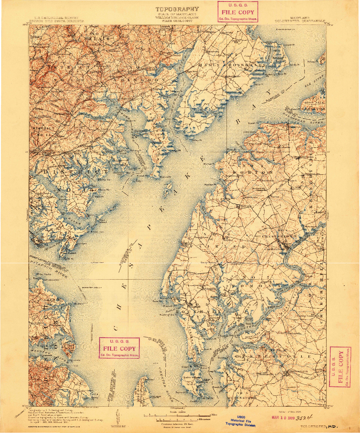 USGS 1:125000-SCALE QUADRANGLE FOR TOLCHESTER, MD 1908