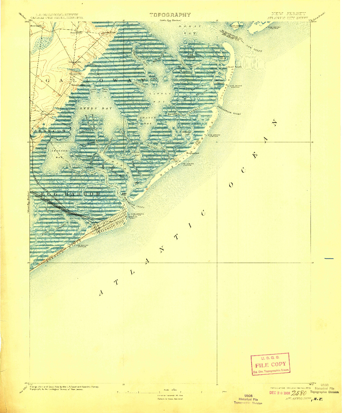 USGS 1:62500-SCALE QUADRANGLE FOR ATLANTIC CITY, NJ 1894