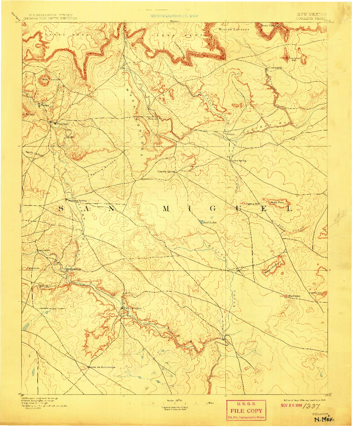 USGS 1:125000-SCALE QUADRANGLE FOR CORAZON, NM 1894