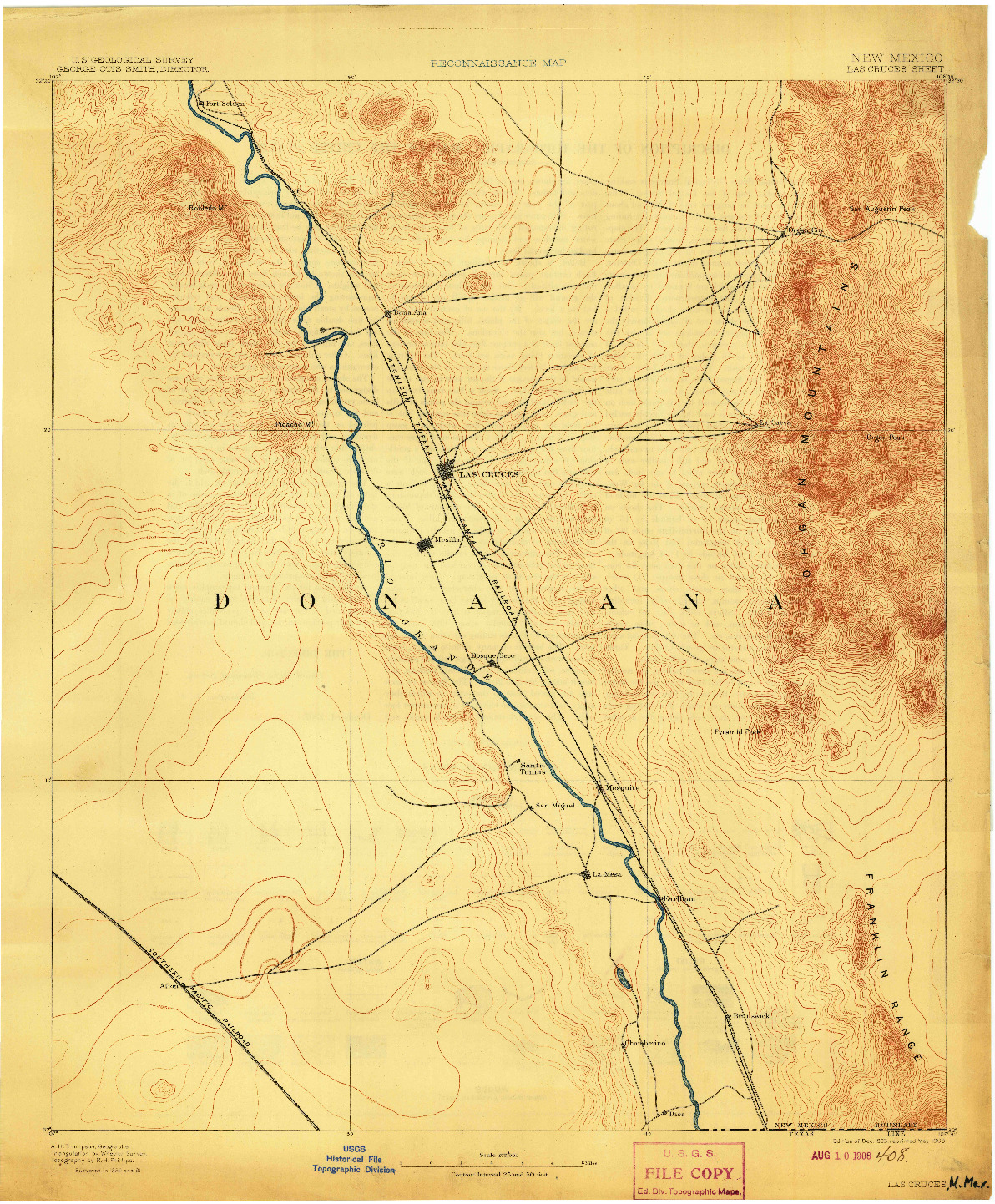 USGS 1:125000-SCALE QUADRANGLE FOR LAS CRUCES, NM 1893