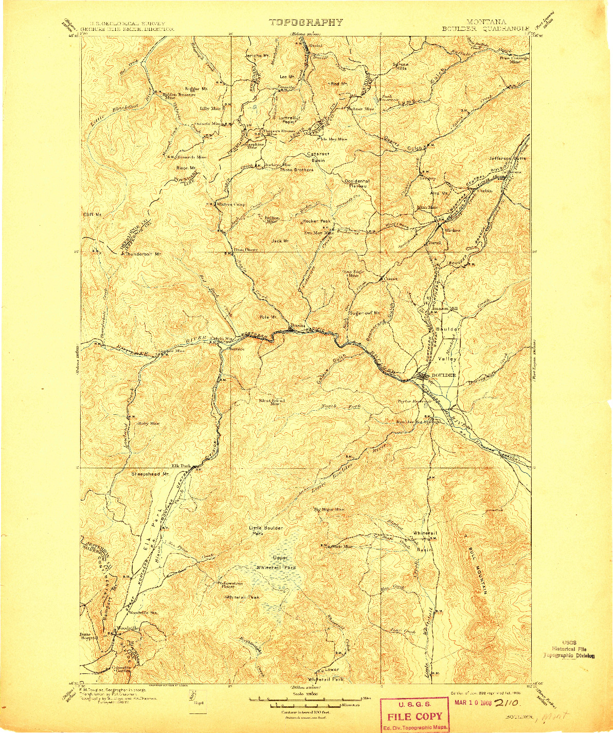 USGS 1:125000-SCALE QUADRANGLE FOR BOULDER, MT 1899