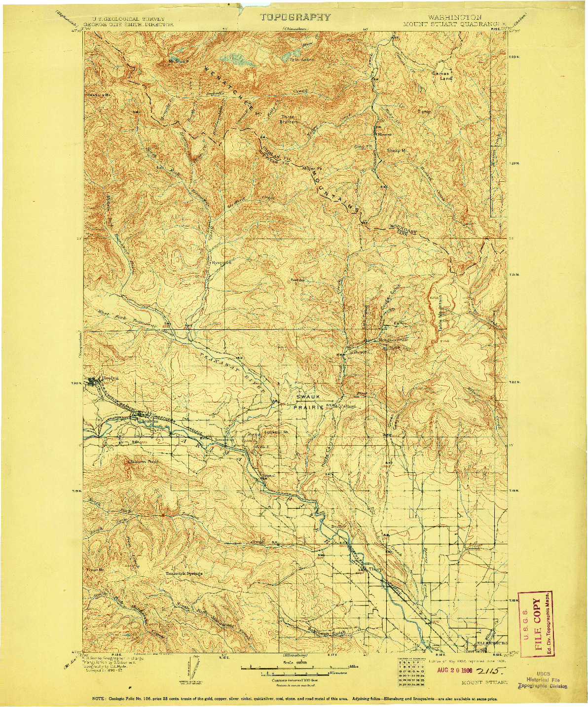 USGS 1:125000-SCALE QUADRANGLE FOR MOUNT STUART, WA 1902