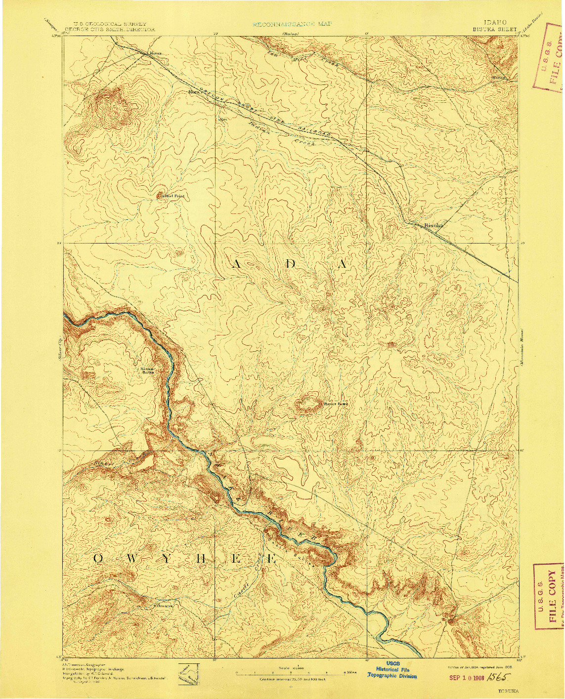 USGS 1:125000-SCALE QUADRANGLE FOR BISUKA, ID 1894