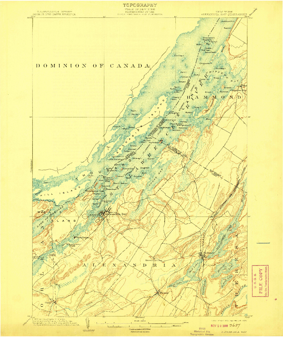 USGS 1:62500-SCALE QUADRANGLE FOR ALEXANDRIA BAY, NY 1903