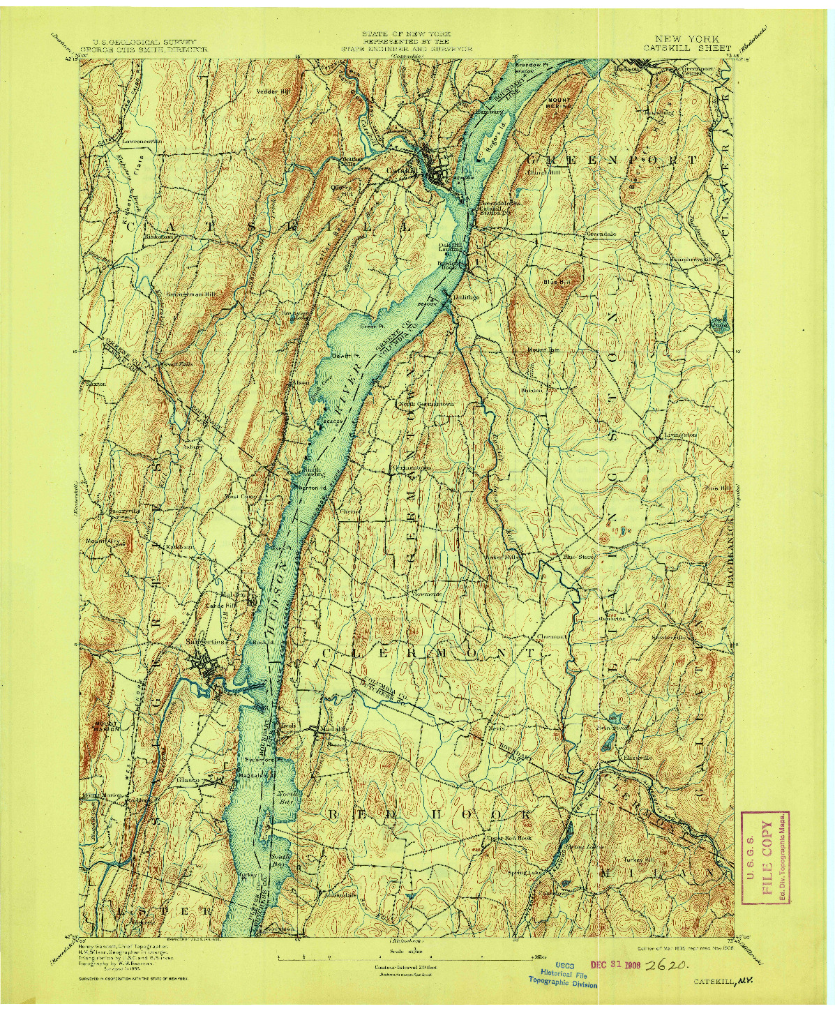 USGS 1:62500-SCALE QUADRANGLE FOR CATSKILL, NY 1895