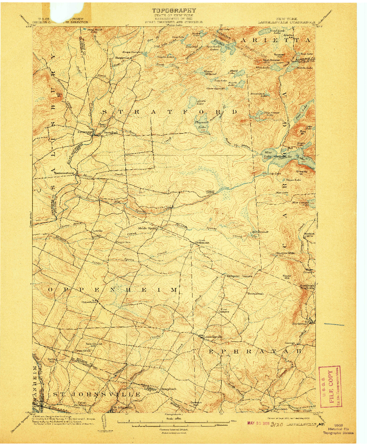 USGS 1:62500-SCALE QUADRANGLE FOR LASSELLSVILLE, NY 1903