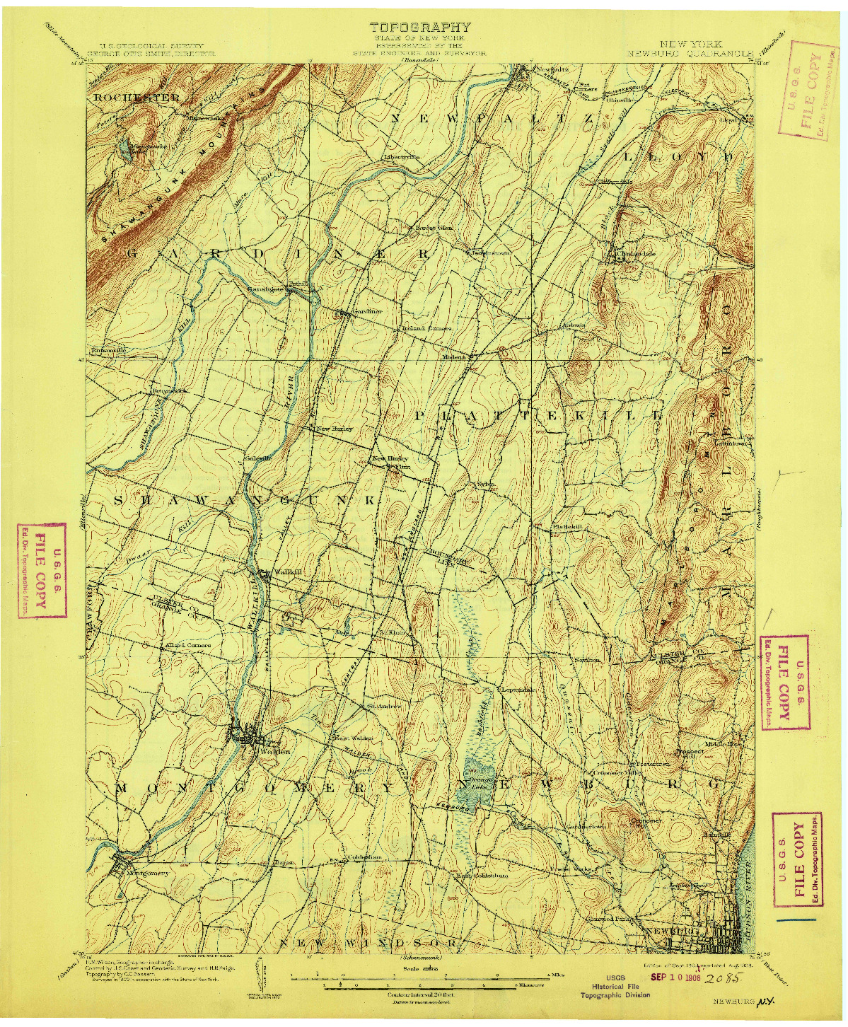 USGS 1:62500-SCALE QUADRANGLE FOR NEWBURG, NY 1903