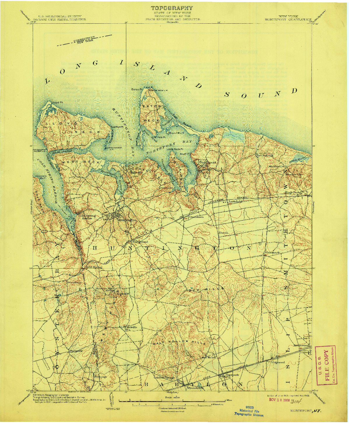 USGS 1:62500-SCALE QUADRANGLE FOR NORTHPORT, NY 1903