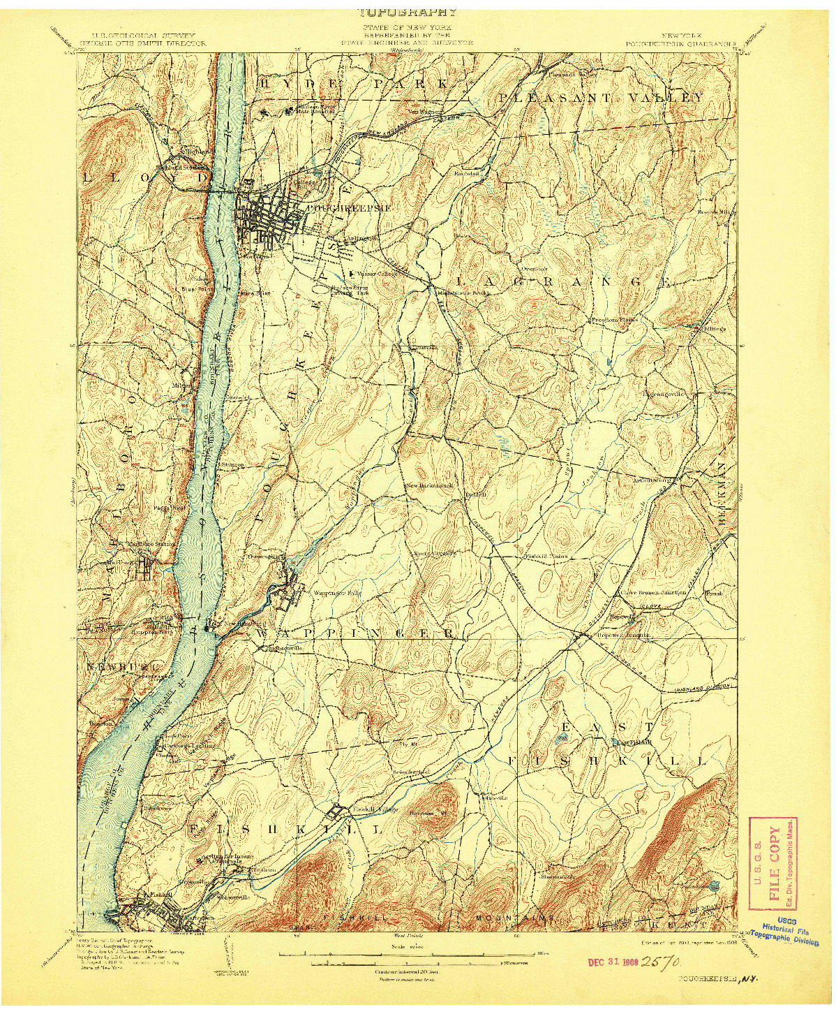 USGS 1:62500-SCALE QUADRANGLE FOR POUGHKEEPSIE, NY 1903