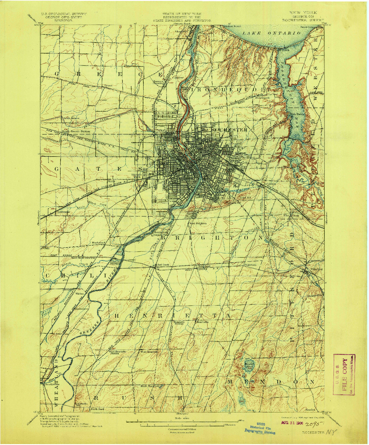USGS 1:62500-SCALE QUADRANGLE FOR ROCHESTER, NY 1898