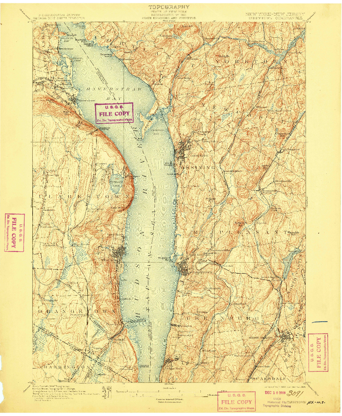 USGS 1:62500-SCALE QUADRANGLE FOR TARRYTOWN, NY 1902