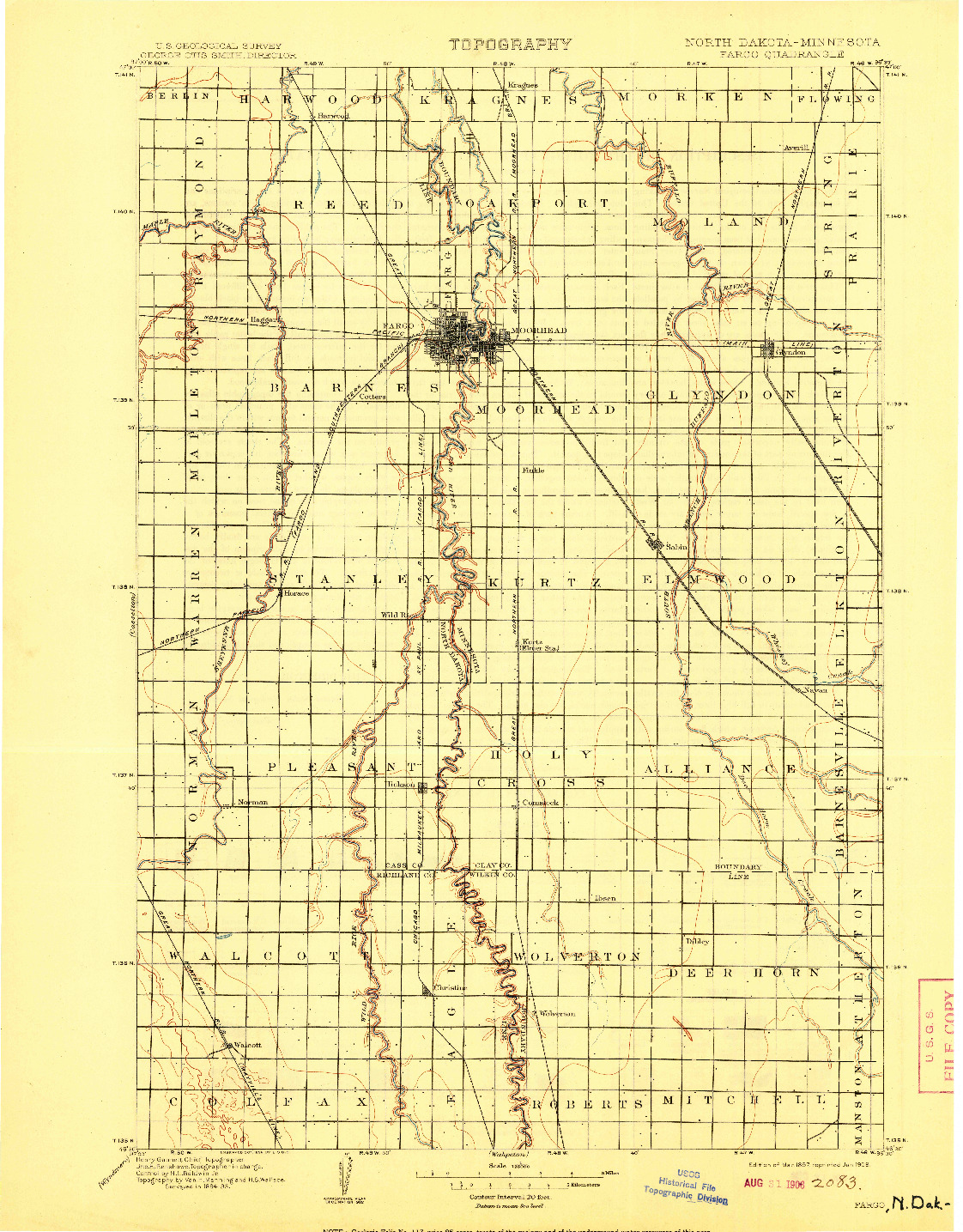 USGS 1:125000-SCALE QUADRANGLE FOR FARGO, ND 1897