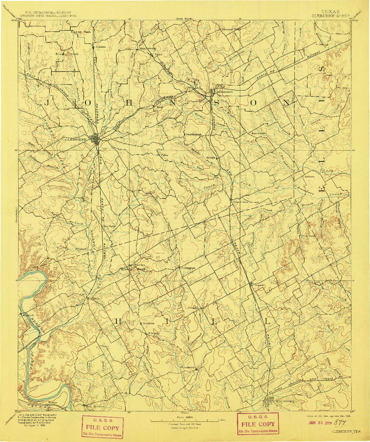 USGS 1:125000-SCALE QUADRANGLE FOR CLEBURNE, TX 1894