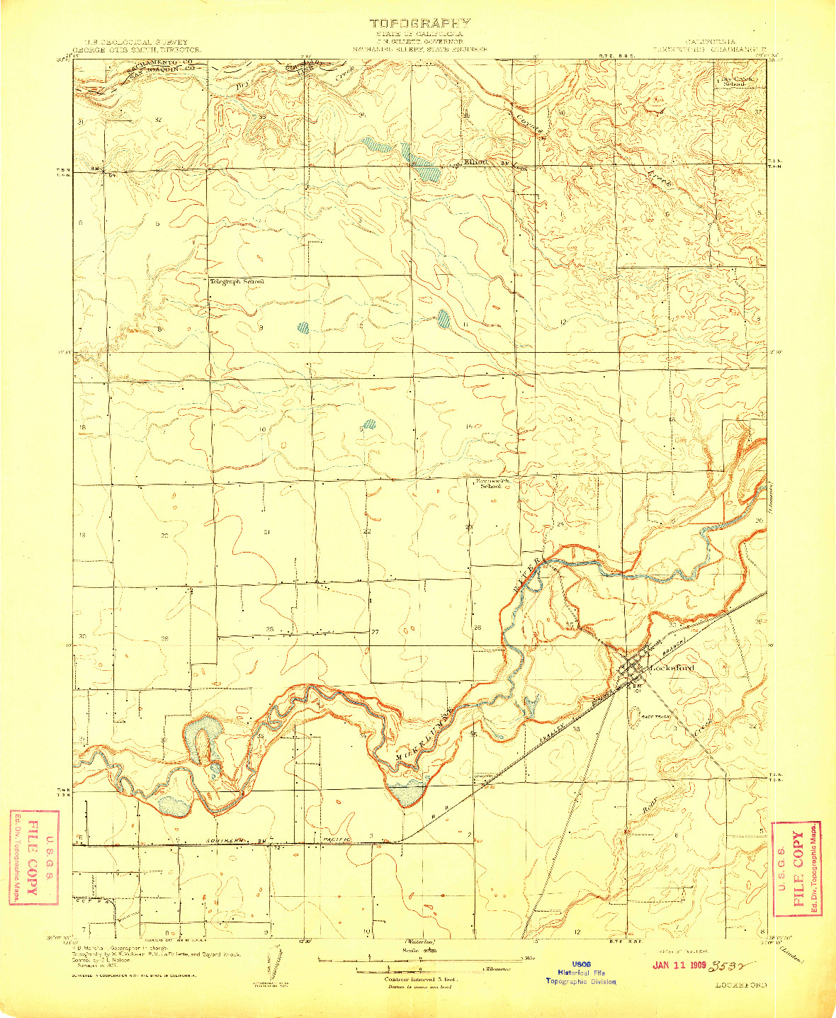 USGS 1:31680-SCALE QUADRANGLE FOR LOCKEFORD, CA 1908