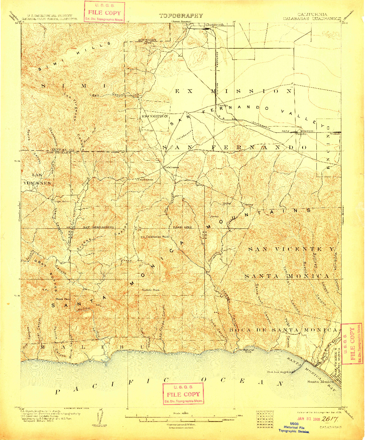 USGS 1:62500-SCALE QUADRANGLE FOR CALABASAS, CA 1903