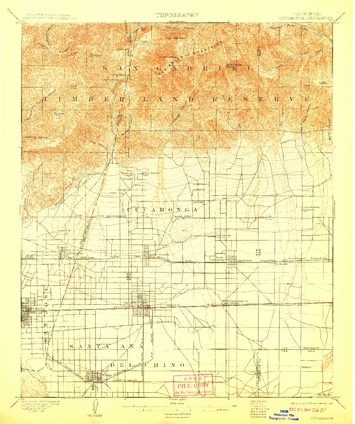 USGS 1:62500-SCALE QUADRANGLE FOR CUCAMONGA, CA 1903