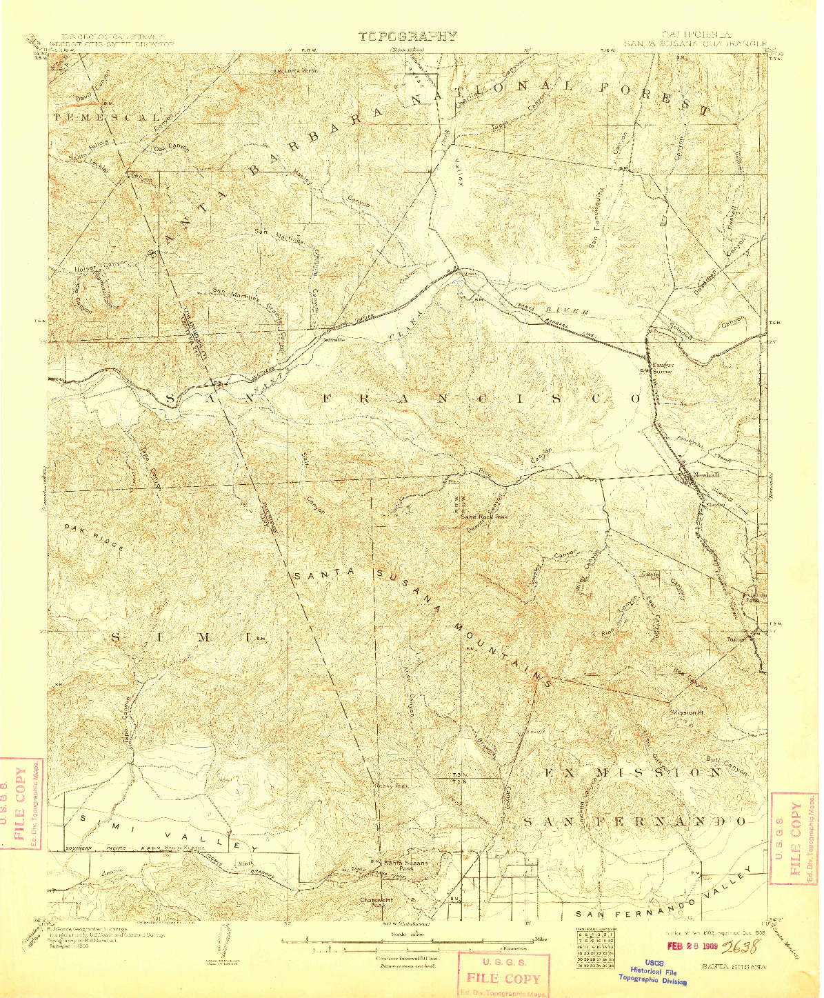 USGS 1:62500-SCALE QUADRANGLE FOR SANTA SUSANA, CA 1903