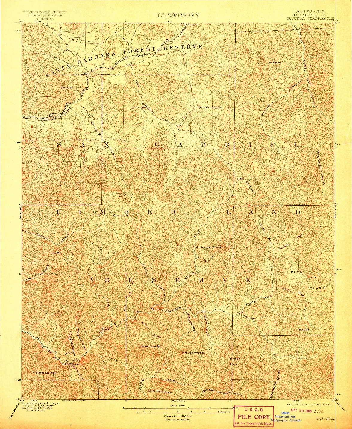 USGS 1:62500-SCALE QUADRANGLE FOR TUJUNGA, CA 1900