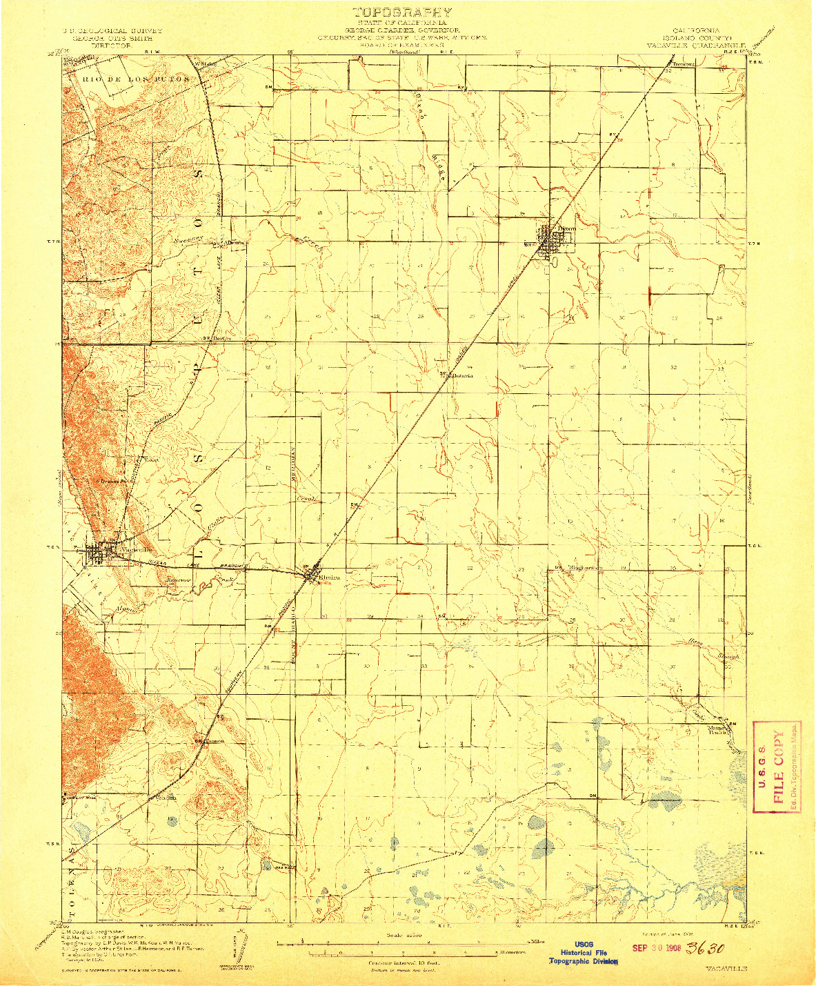 USGS 1:62500-SCALE QUADRANGLE FOR VACAVILLE, CA 1908
