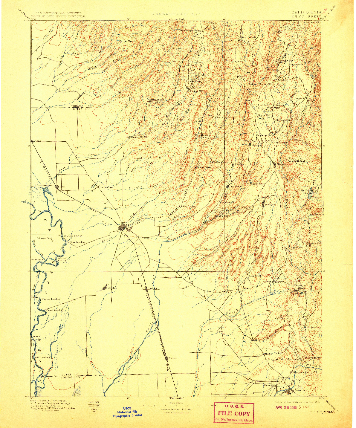 USGS 1:125000-SCALE QUADRANGLE FOR CHICO, CA 1895
