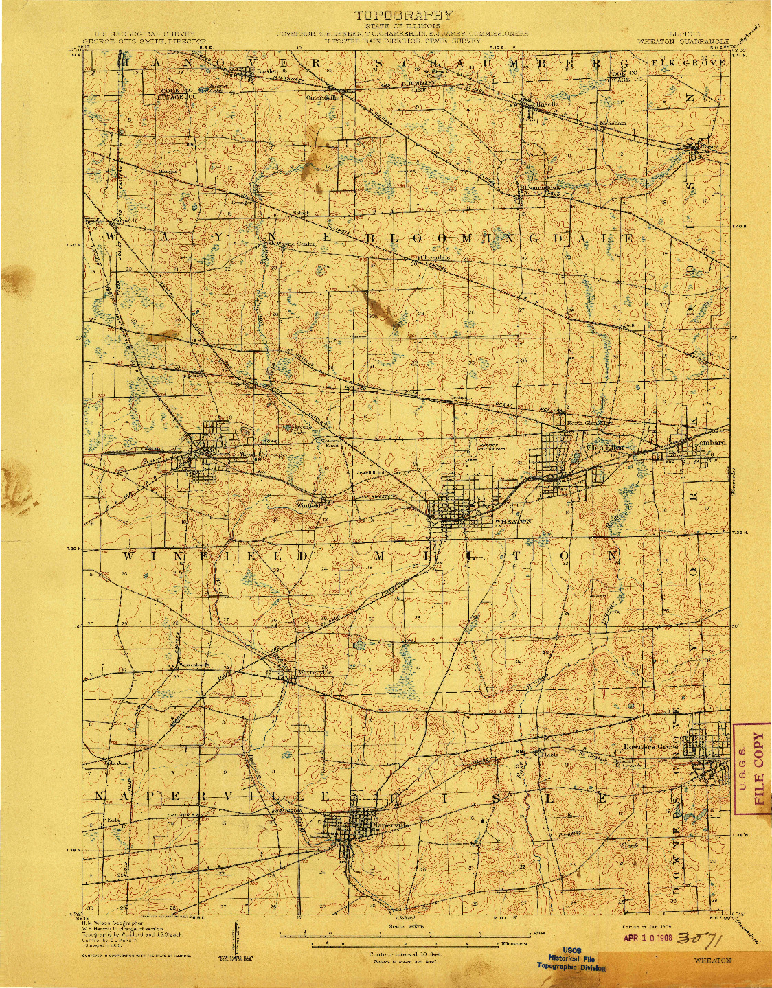 USGS 1:62500-SCALE QUADRANGLE FOR WEATON, IL 1908