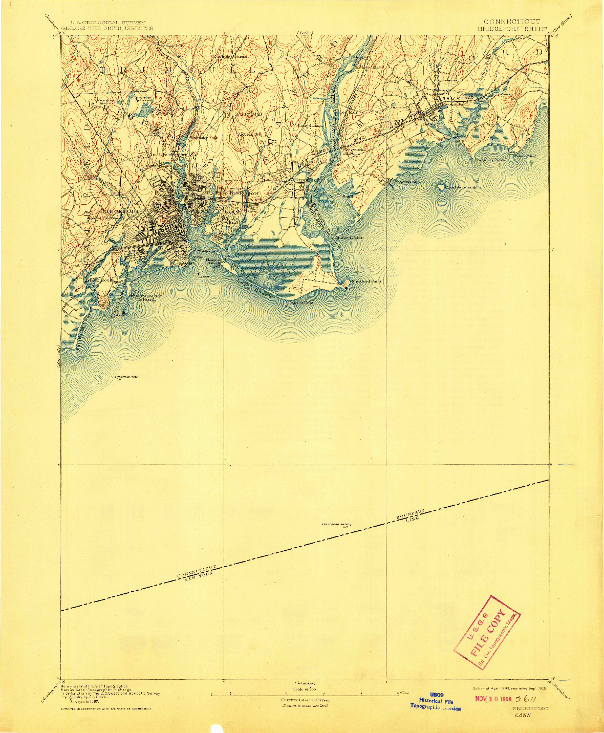 USGS 1:62500-SCALE QUADRANGLE FOR BRIDGEPORT, CT 1893