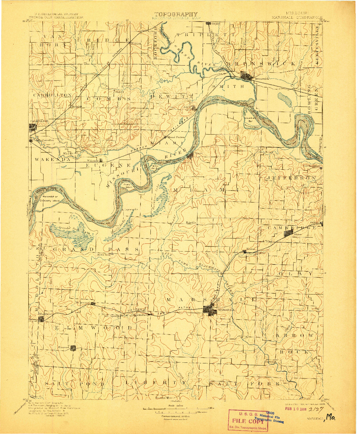 USGS 1:125000-SCALE QUADRANGLE FOR MARSHALL, MO 1901