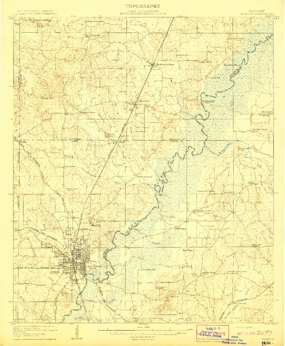 USGS 1:62500-SCALE QUADRANGLE FOR JACKSON, MS 1908