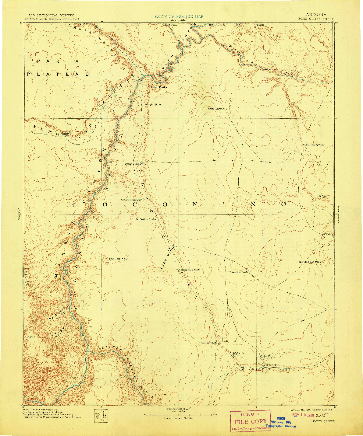 USGS 1:250000-SCALE QUADRANGLE FOR ECHO CLIFFS, AZ 1891