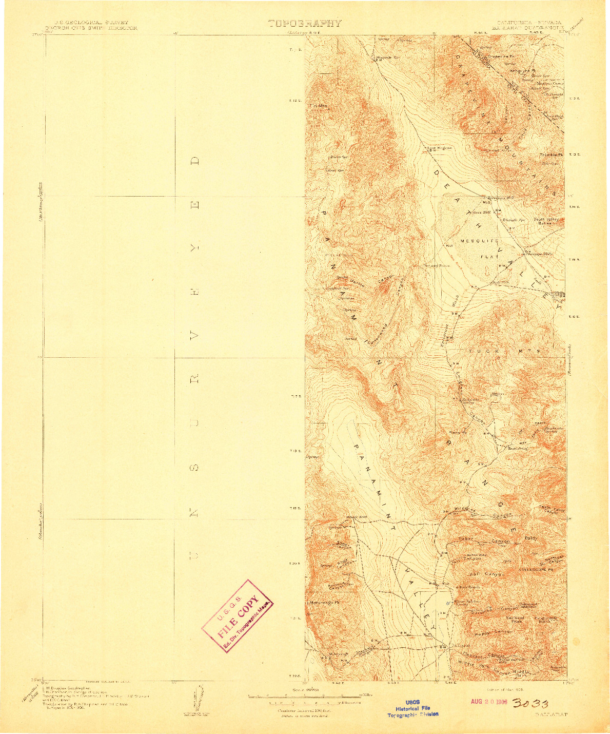 USGS 1:250000-SCALE QUADRANGLE FOR BALLARAT, CA 1908