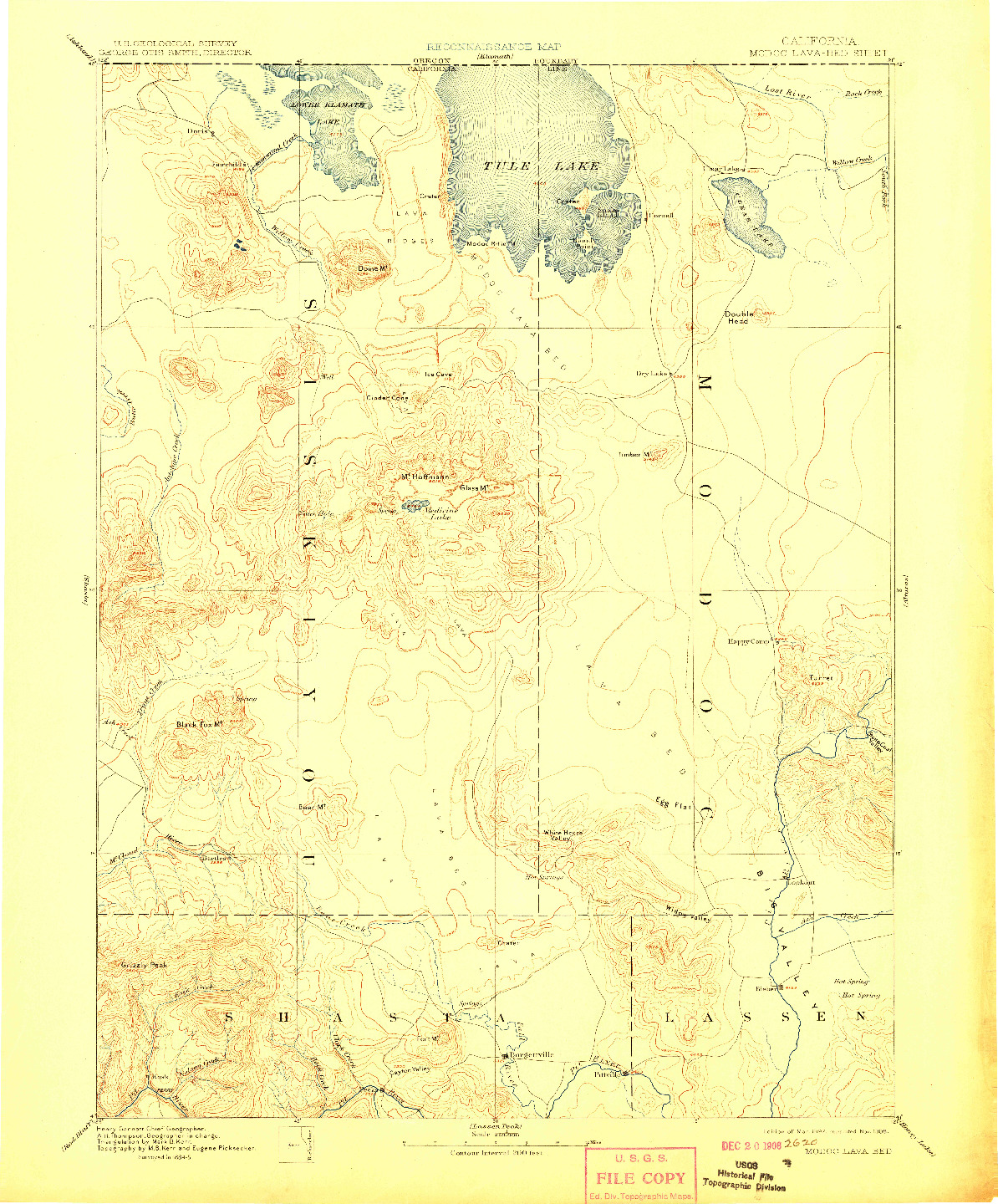USGS 1:250000-SCALE QUADRANGLE FOR MODOC LAVA BED, CA 1892