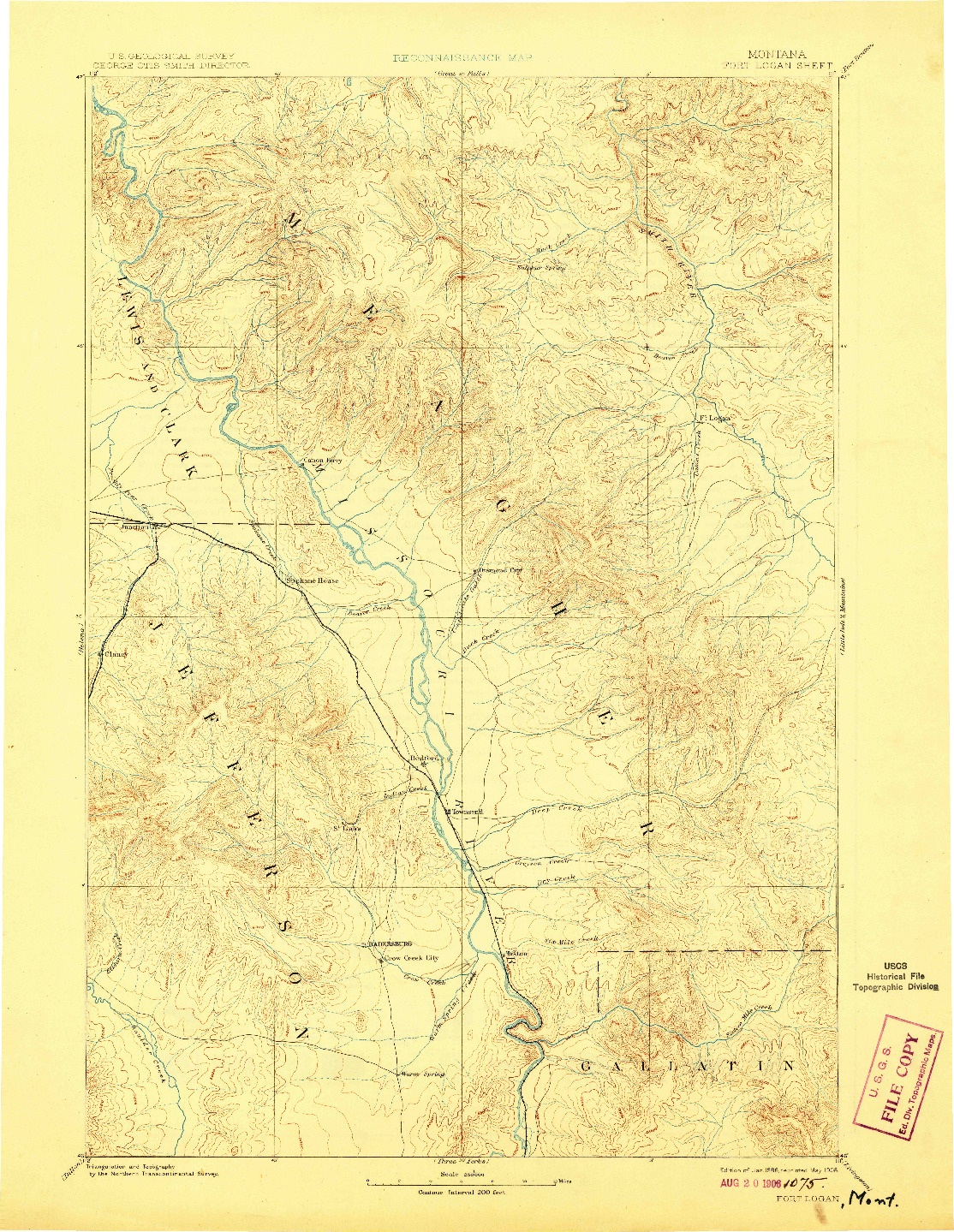 USGS 1:250000-SCALE QUADRANGLE FOR FORT LOGAN, MT 1886