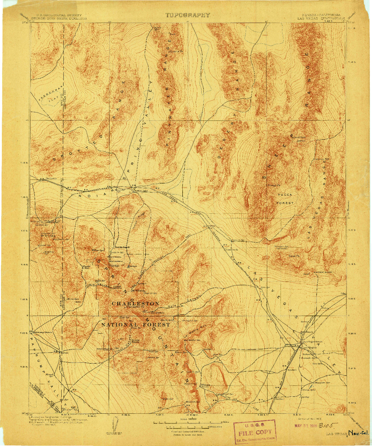 USGS 1:250000-SCALE QUADRANGLE FOR LAS VEGAS, NV 1908