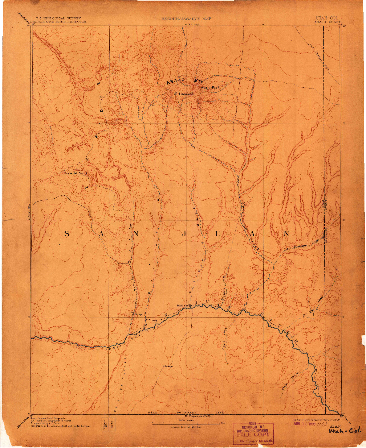 USGS 1:250000-SCALE QUADRANGLE FOR ABAJO, UT 1893