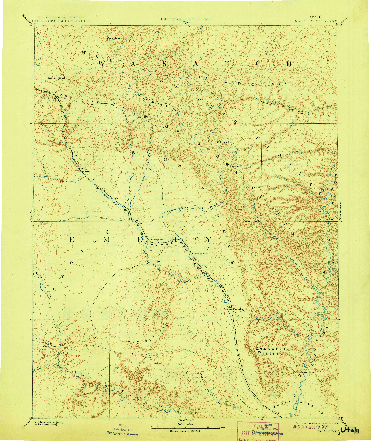 USGS 1:250000-SCALE QUADRANGLE FOR PRICE RIVER, UT 1886