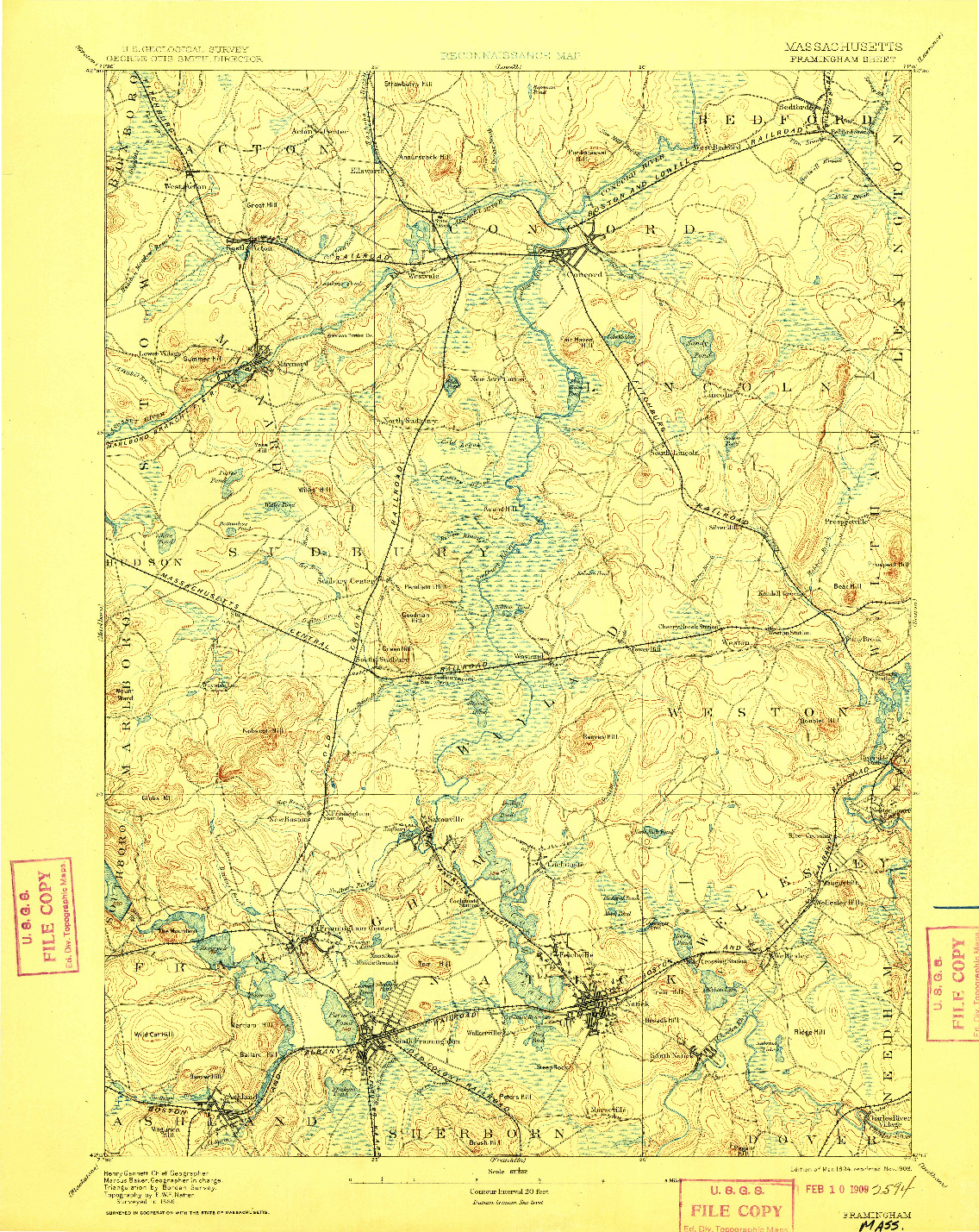 USGS 1:62500-SCALE QUADRANGLE FOR FRAMINGHAM, MA 1894