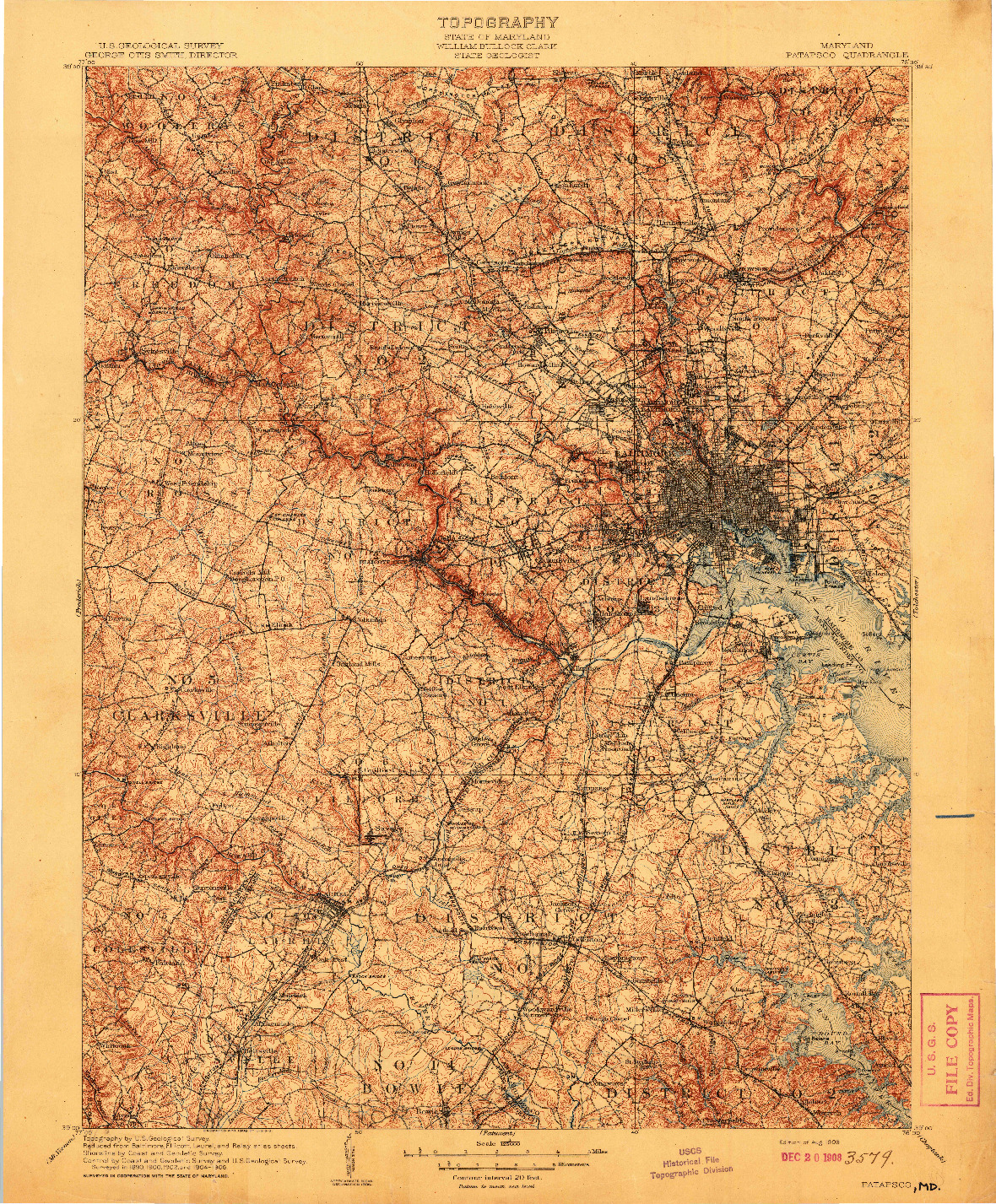 USGS 1:125000-SCALE QUADRANGLE FOR PATAPSCO, MD 1908