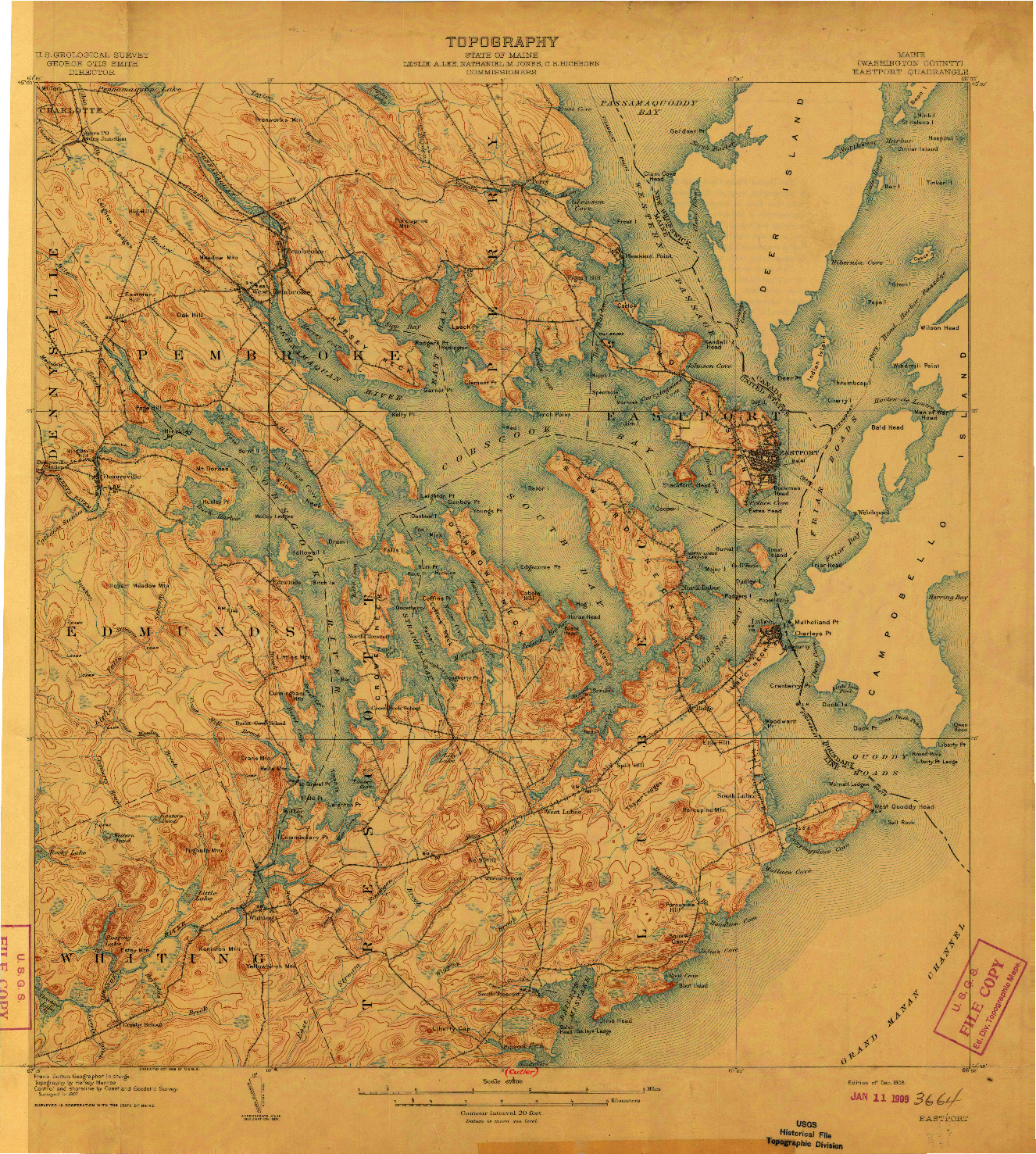 USGS 1:62500-SCALE QUADRANGLE FOR EASTPORT, ME 1908